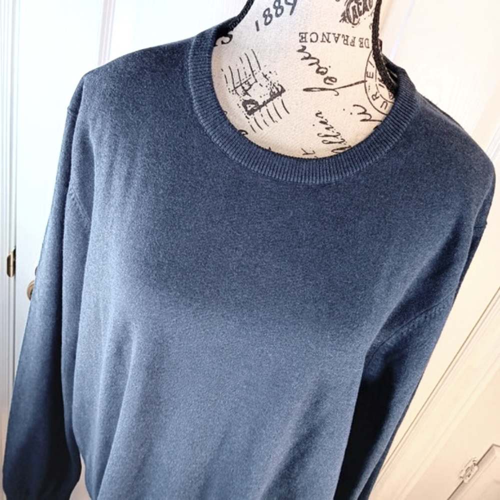 NWT Denver Hayes Men's Lightweight Knit Sweater Size L Navy Blue Crewneck - Picture 6 of 12